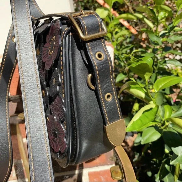 Coach Black and Purple Floral Crossbody Bag - Picture 8 of 15
